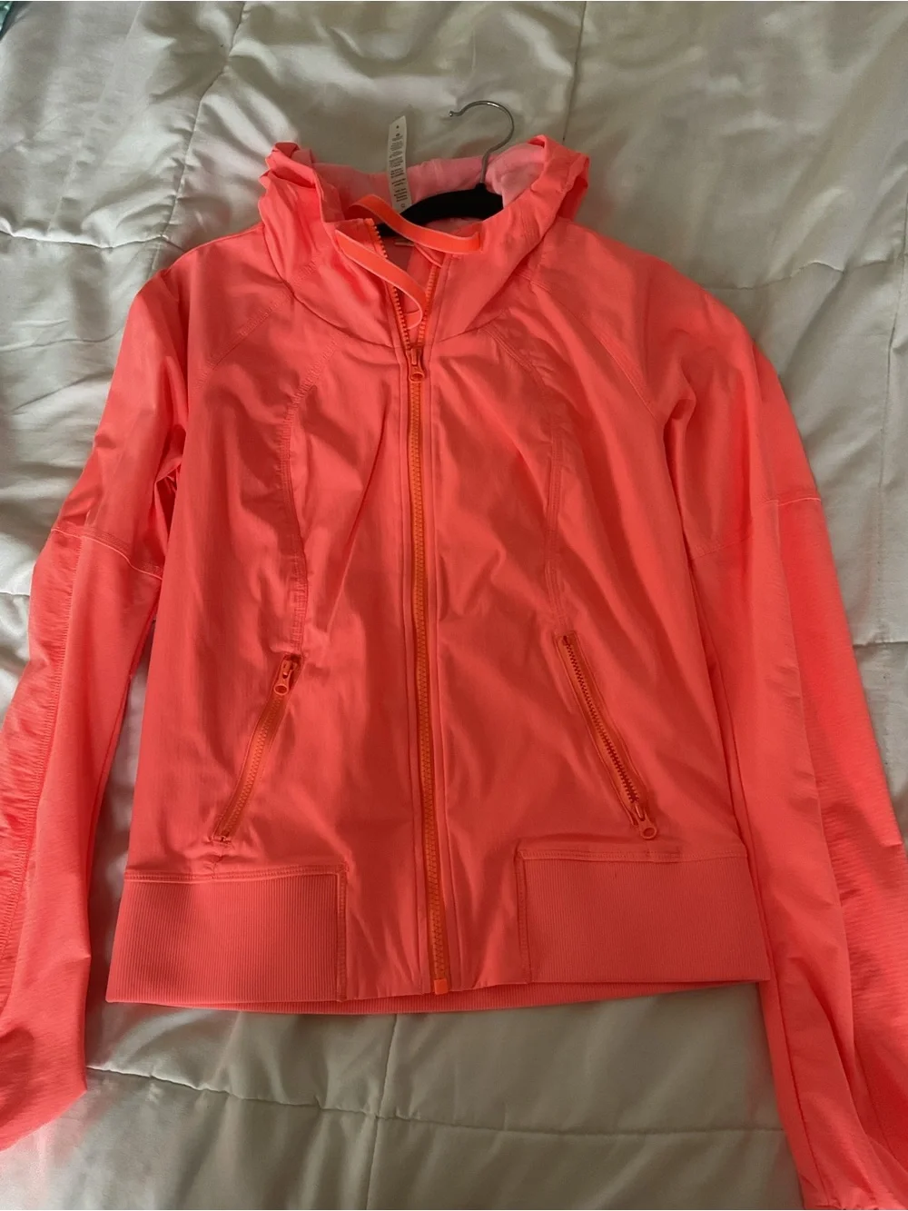 lululemon athletica Neon Coral Hooded Zip-Up Jacket